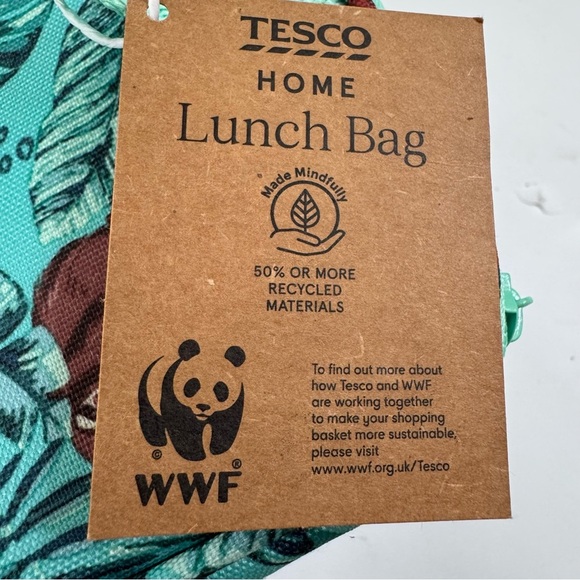 NWT Tesco WWF World Wildlife Fund Soft Sided Insulated Lunch Box - Picture 4 of 9